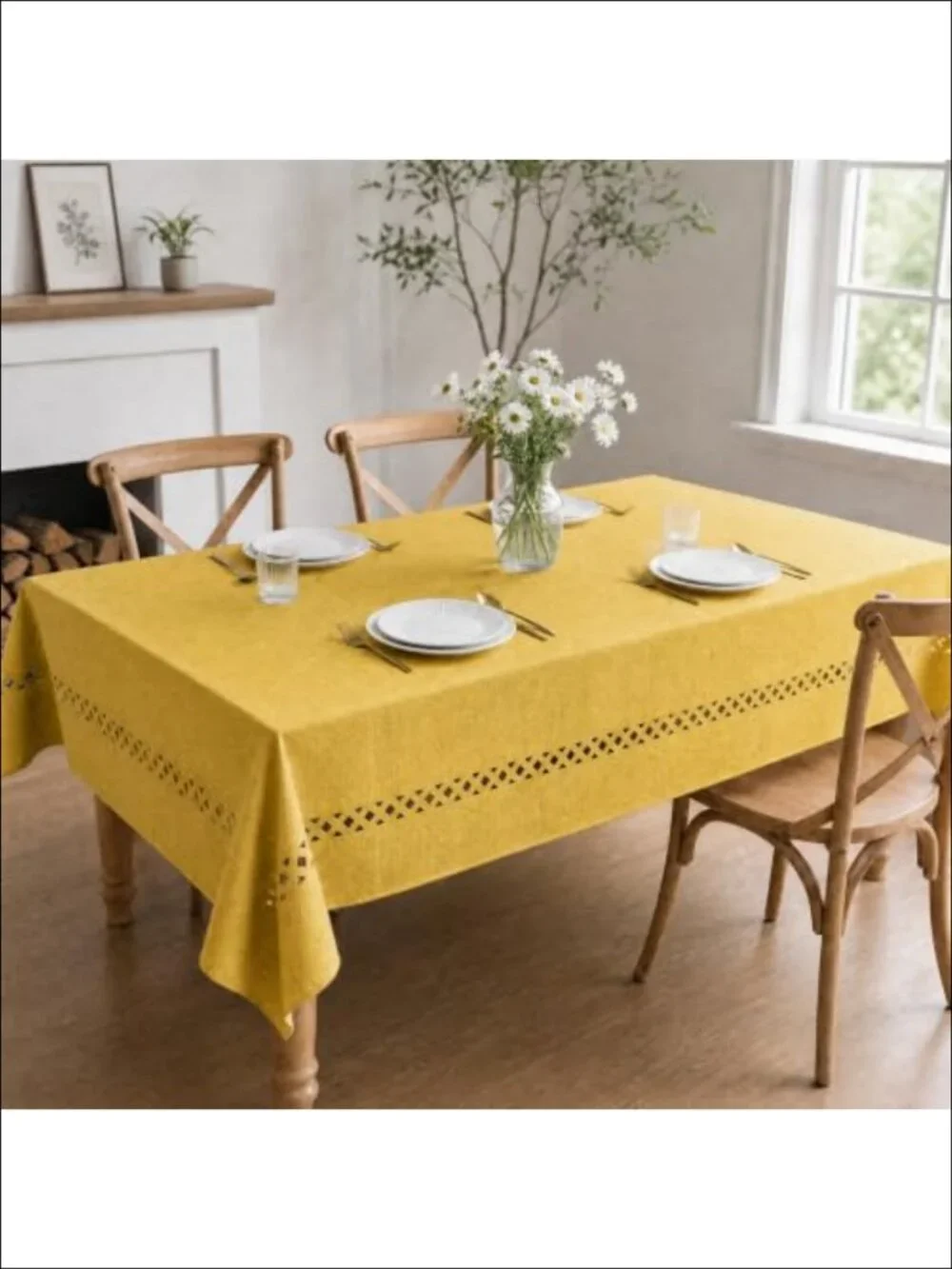 Horaldaily Rectangle Tablecloth Cutouts 60x84 Polyester Kitchen Dining